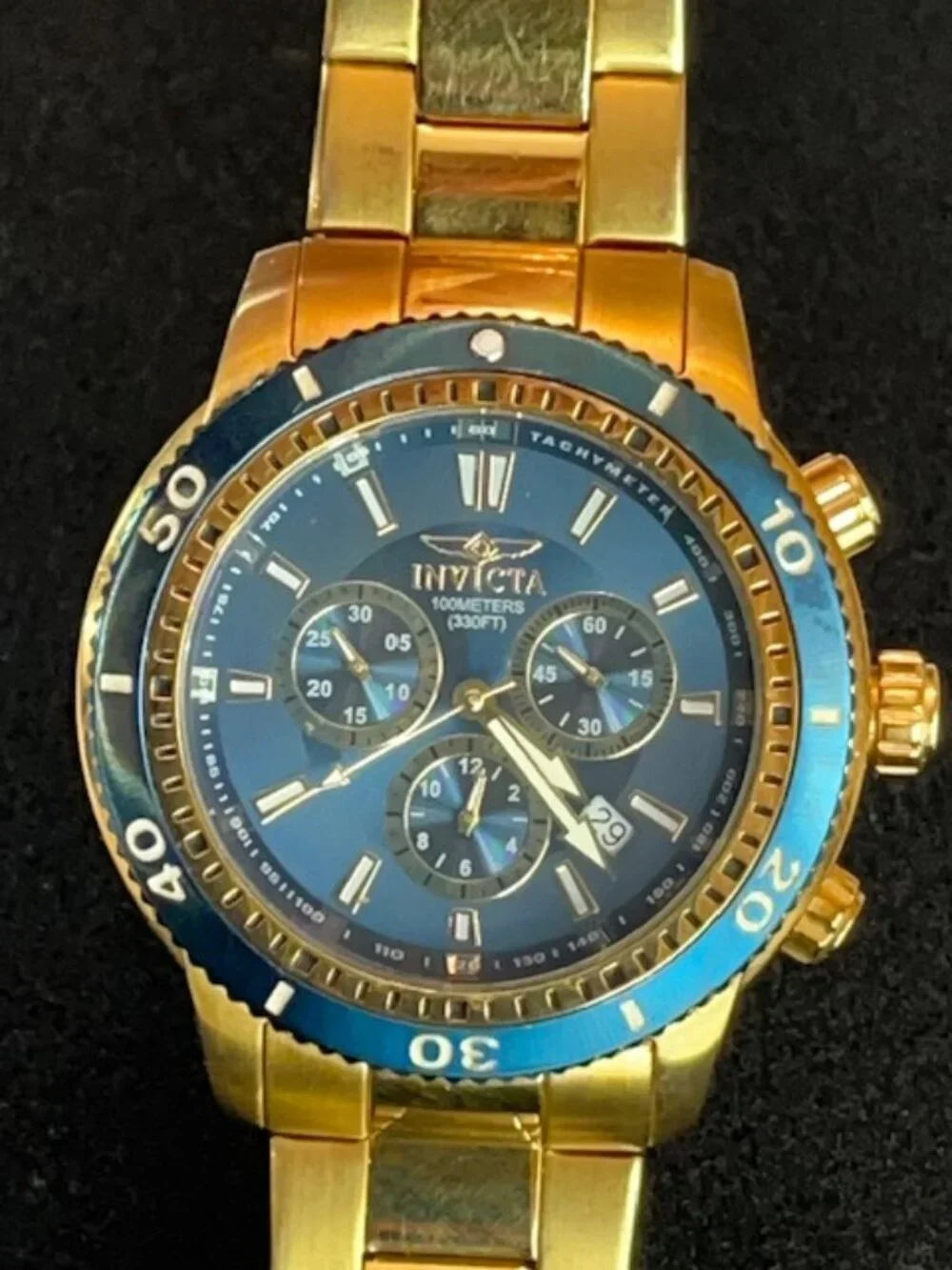 INVICTA | 1205 Tritnite with Case Blue Dial with Date-NEW Battery-EUC